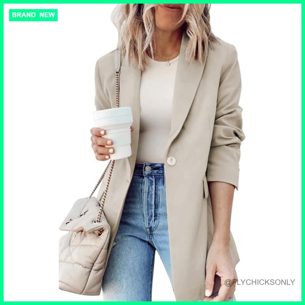 Polyester Notch Collar Blazer Jacket For Business… - image 1